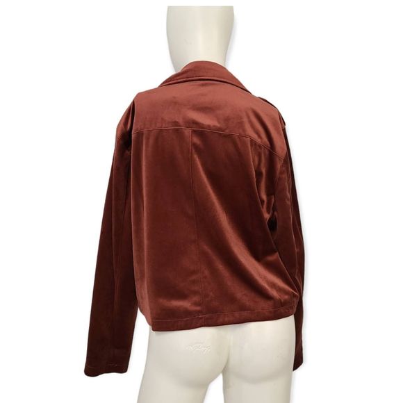 Lauren Conrad Chic Burghandy Faux Suede Moto Jacket large - Picture 6 of 10